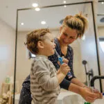 Morning wash up in our bathroom